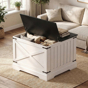 Farmhouse Lift Top Coffee Table with Hidden Storage Compartment-Black
