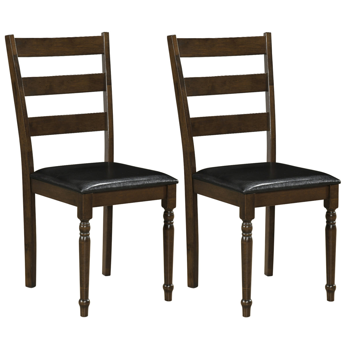 Farmhouse PU Leather Upholstered Dining Chairs Set of 2-Brown