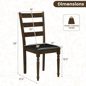 Farmhouse PU Leather Upholstered Dining Chairs Set of 2-Brown
