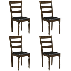 Farmhouse PU Leather Upholstered Dining Chairs Set of 4-Brown