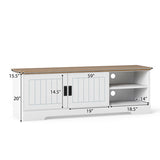 Farmhouse TV Stand for TVs up to 65 Inch with Sliding Doors and Storage Cabinets-White