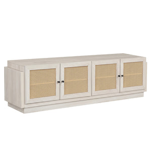 Farmhouse TV Stand for TVs up to 75 Inches with 2 Cabinets-White