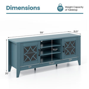 Farmhouse TV Stand for TVs Up to 65 Inches 4 Adjustable Shelves-Teal Blue