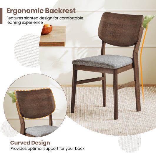 Farmhouse Upholstered Kitchen Chairs Set of 2 with Rubber Wood Frame-Gray