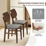 Farmhouse Upholstered Kitchen Chairs Set of 2 with Rubber Wood Frame-Gray