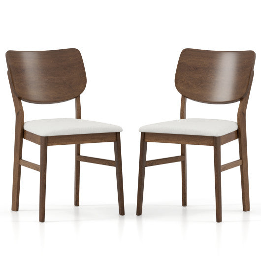 Farmhouse Upholstered Kitchen Chairs Set of 2 with Rubber Wood Frame-Walnut