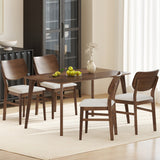 Farmhouse Upholstered Kitchen Chairs Set of 2 with Rubber Wood Frame-Walnut
