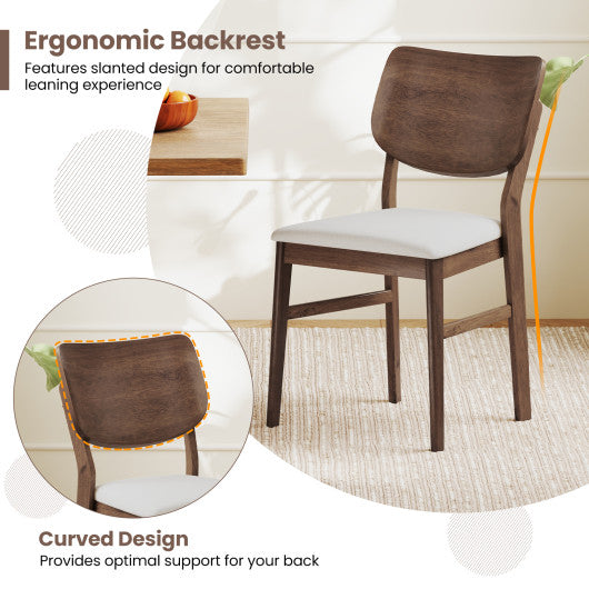 Farmhouse Upholstered Kitchen Chairs Set of 2 with Rubber Wood Frame-Walnut