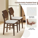 Farmhouse Upholstered Kitchen Chairs Set of 2 with Rubber Wood Frame-Walnut