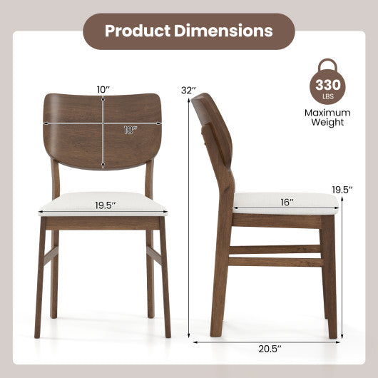 Farmhouse Upholstered Kitchen Chairs Set of 2 with Rubber Wood Frame-Walnut