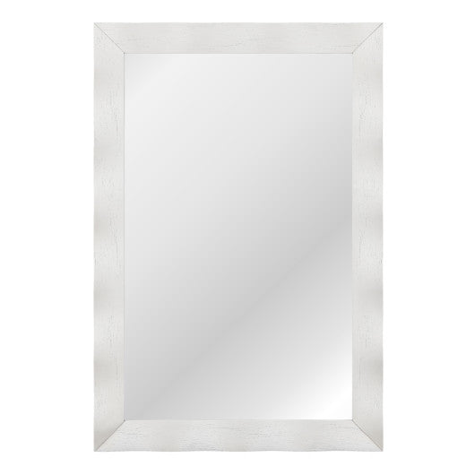 41.5 x 28 inches Farmhouse Wall Mirror with Solid Wood Frame-White