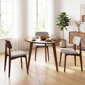 Farmhouse Wooden Round Dining Table for 4-Walnut