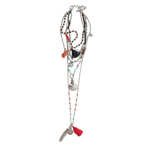 Feather Fringe Multi-Layered Necklace | Handmade Bohemian Style