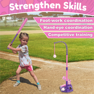 Contixo 3-in-1 Kids T-Ball Set - Adjustable Tee, 6 Balls, Indoor/Outdoor, Ages 3-5 by Contixo