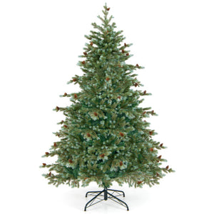 6/7/8 Feet Christmas Tree with Warm White LED Lights and Pine Cones-6 ft