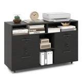 File Cabinet with Lock Mobile Lateral Filing Storage Organizer Modern Rolling Printer Stand-Black