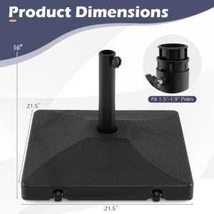 Fillable Umbrella Base 90 LBS Heavy Duty with 2 Wheels-Black