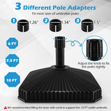 Fillable Umbrella Base with Shell Texture and 3 Coupler Sizes-Black