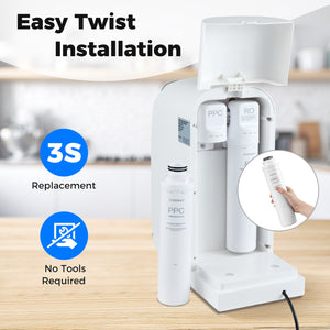 PPC Filter Replacement for Countertop Reverse Osmosis System Twist-in Install