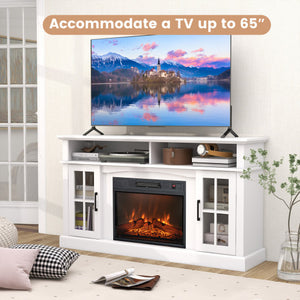 Fireplace TV Stand for TVs Up to 65 Inch with Side Cabinets and Remote Control-White