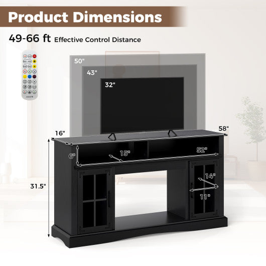 TV Stand with LED Lights and Remote Control-Black