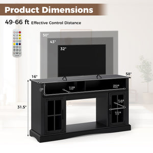 TV Stand with LED Lights and Remote Control-Black