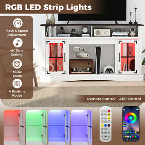 TV Stand with LED Lights and Remote Control-White