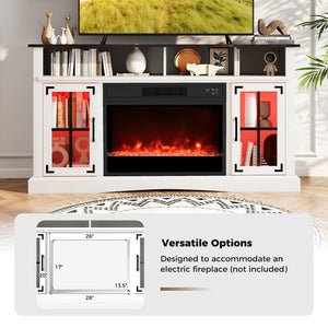 TV Stand with LED Lights and Remote Control-White