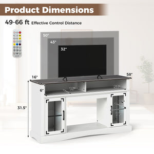 TV Stand with LED Lights and Remote Control-White