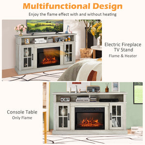 Fireplace TV Stand for TVs Up to 65 Inch with Side Cabinets and Remote Control-Black