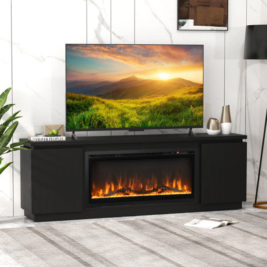 Fireplace TV Stand for TVs up to 80 Inch with 3 Adjustable Shelves-Black