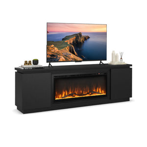 Fireplace TV Stand for TVs up to 80 Inch with 3 Adjustable Shelves-Black