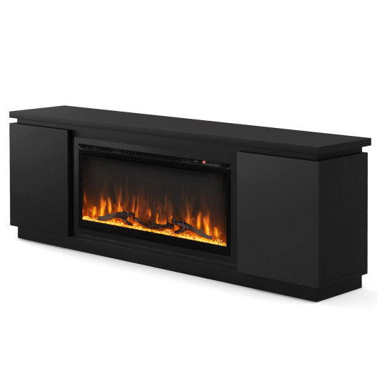 Fireplace TV Stand for TVs up to 80 Inch with 3 Adjustable Shelves-Black