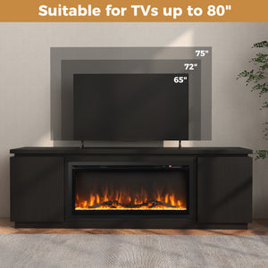 Fireplace TV Stand for TVs up to 80 Inch with 3 Adjustable Shelves-Black