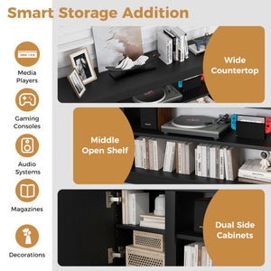 Fireplace TV Stand for TVs up to 80 Inch with 3 Adjustable Shelves-Black