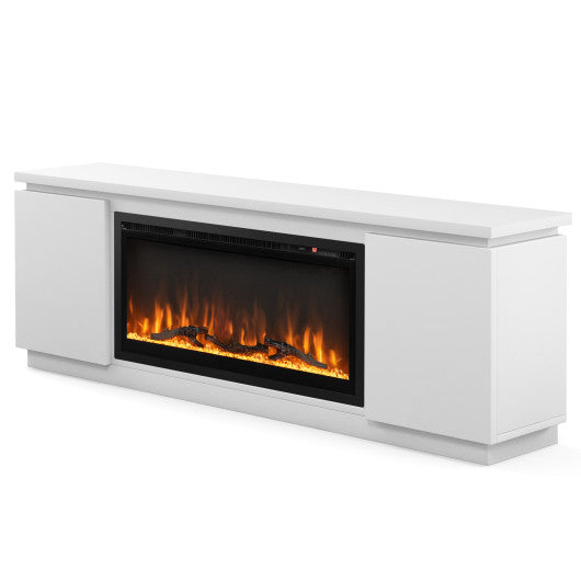 Fireplace TV Stand for TVs up to 80 Inch with 3 Adjustable Shelves-White