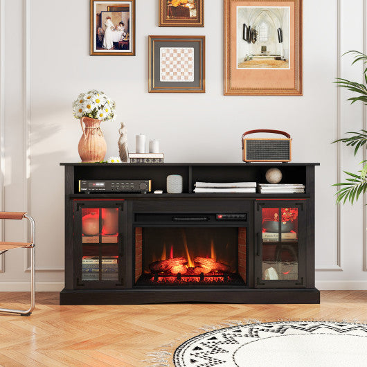 Fireplace TV Stand with Remote Controls and Thermostat for TVs Up to 50 Inch-Black