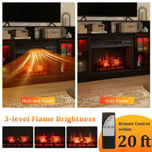 Fireplace TV Stand with Remote Controls and Thermostat for TVs Up to 50 Inch-Black