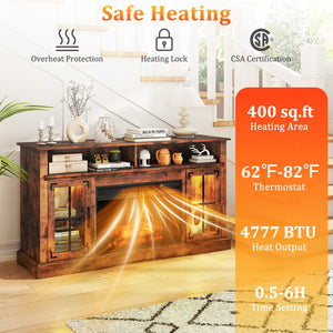 Fireplace TV Stand with Remote Controls and Thermostat for TVs Up to 50 Inch-Rustic Brown