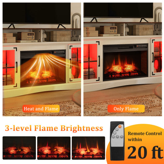 Fireplace TV Stand with Remote Controls and Thermostat for TVs Up to 50 Inch-Rustic Brown