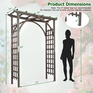 Flat Top Garden Arch Trellis 85" Tall Wood for Climbing Plants and Wedding-Brown