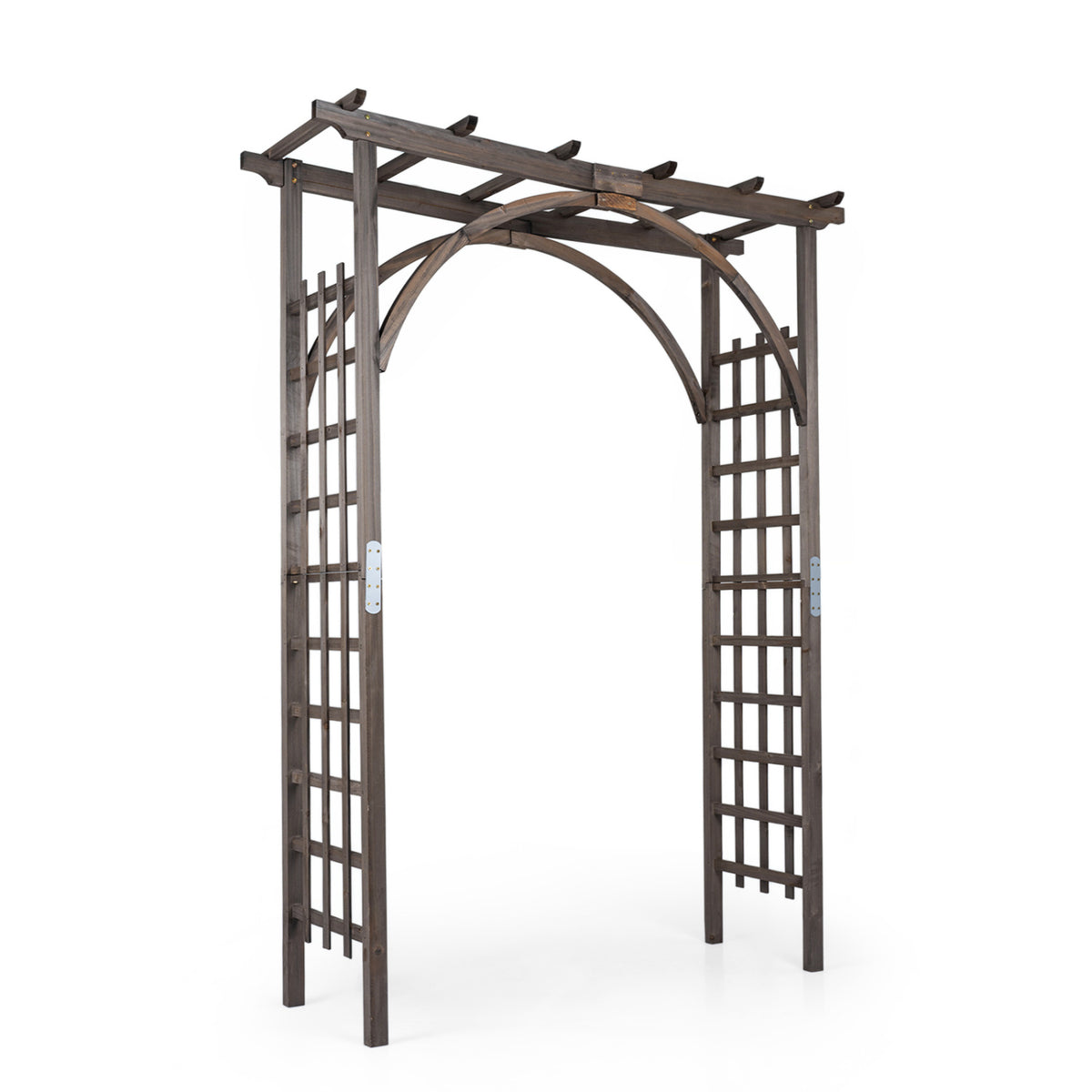 Flat Top Garden Arch Trellis 85" Tall Wood for Climbing Plants and Wedding-Brown