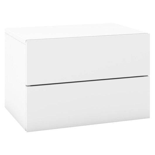 Floating Nightstand with Drawers and Storage Shelf-White