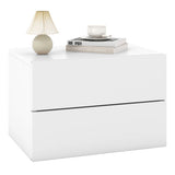 Floating Nightstand with Drawers and Storage Shelf-White