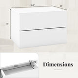 Floating Nightstand with Drawers and Storage Shelf-White