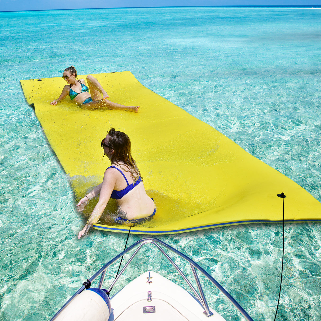 9' x 6' 3 Layer Floating Water Pad Foam Mat -Blue