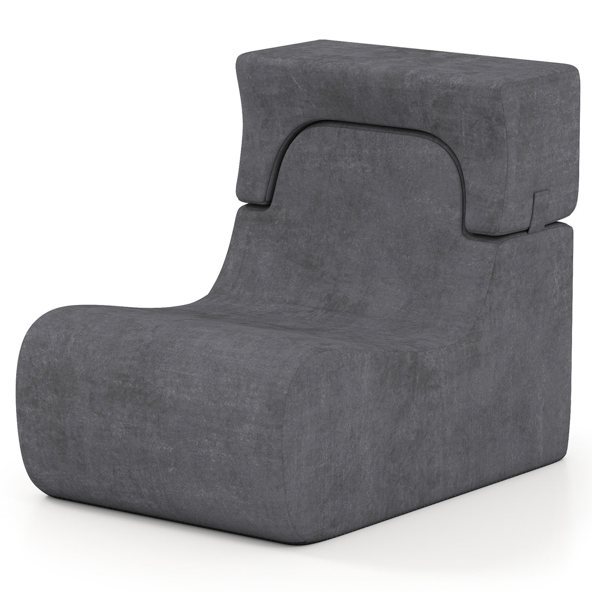 Floor Chair Lazy Sofa with Detachable Headrest-Gray