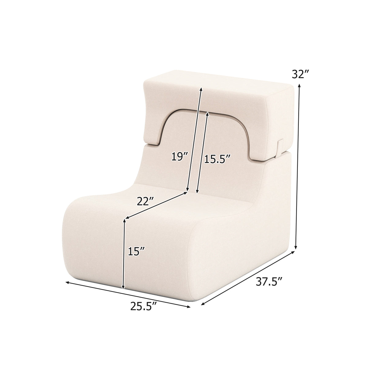 Floor Chair Lazy Sofa with Detachable Headrest-Beige