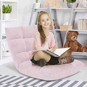 14-Position Adjustable Cushioned Floor Chair-Light Pink