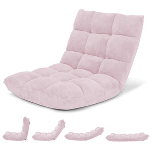 14-Position Adjustable Cushioned Floor Chair-Light Pink